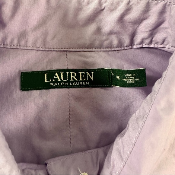 Lauren Ralph Lauren Cotton Long Sleeve Button Down. Purple. Medium. - Picture 4 of 8